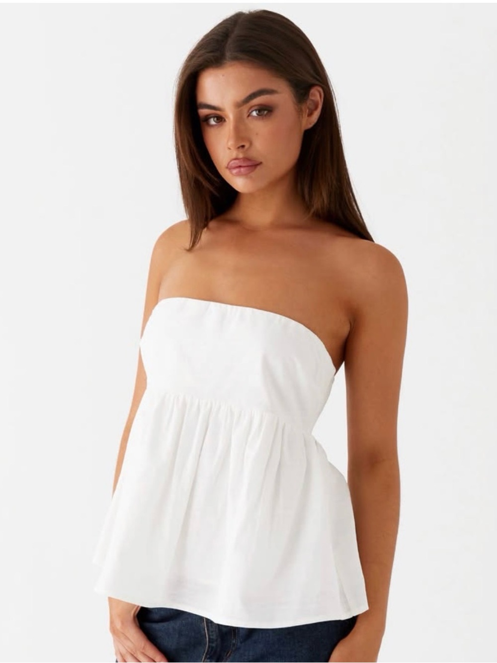 Peppermayo Cassie White Linen Tube Top